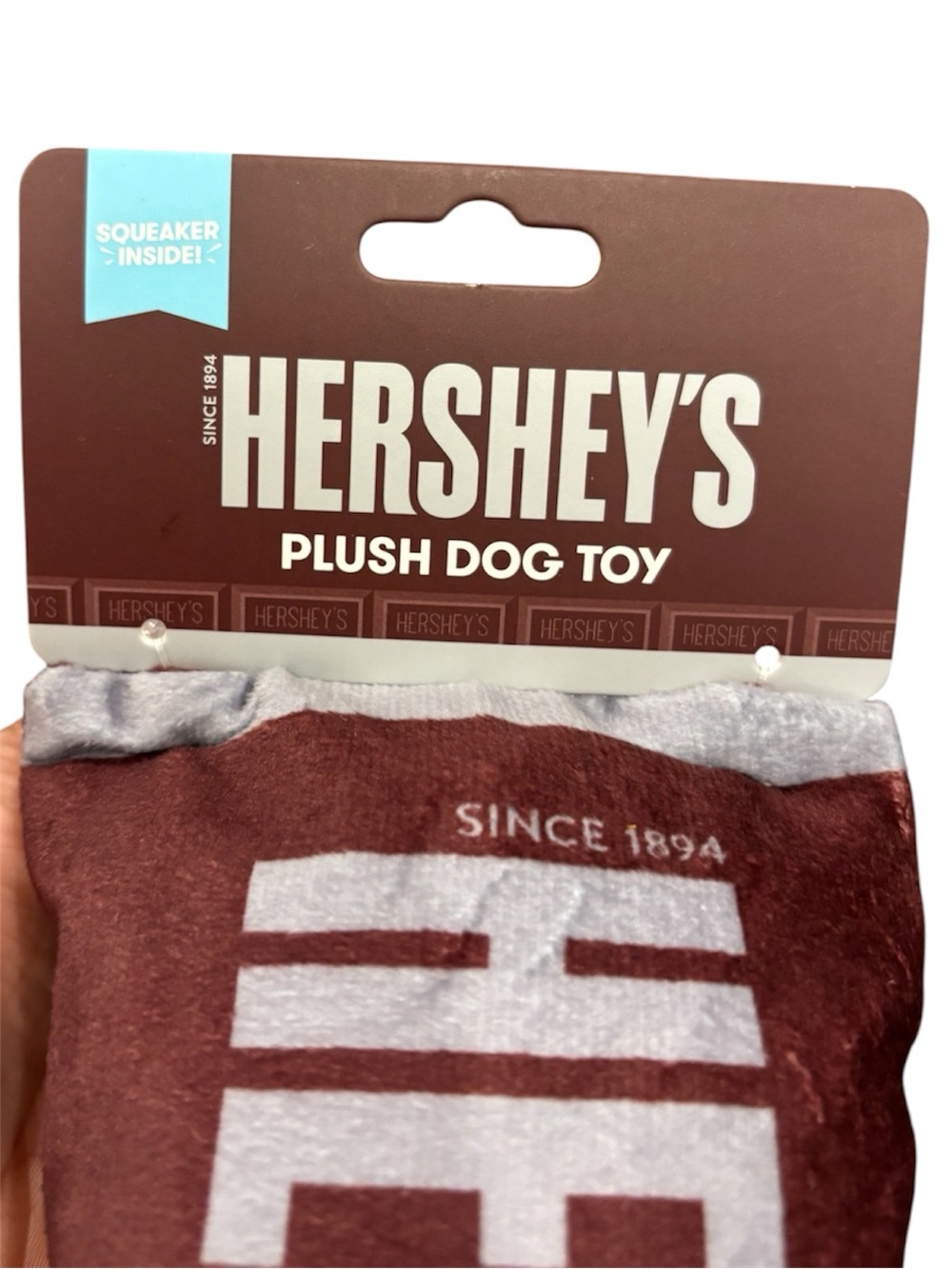 HERSHEY'S Plush Milk Chocolate Squeaker Dog Toy - Brown - Picture 2 of 4
